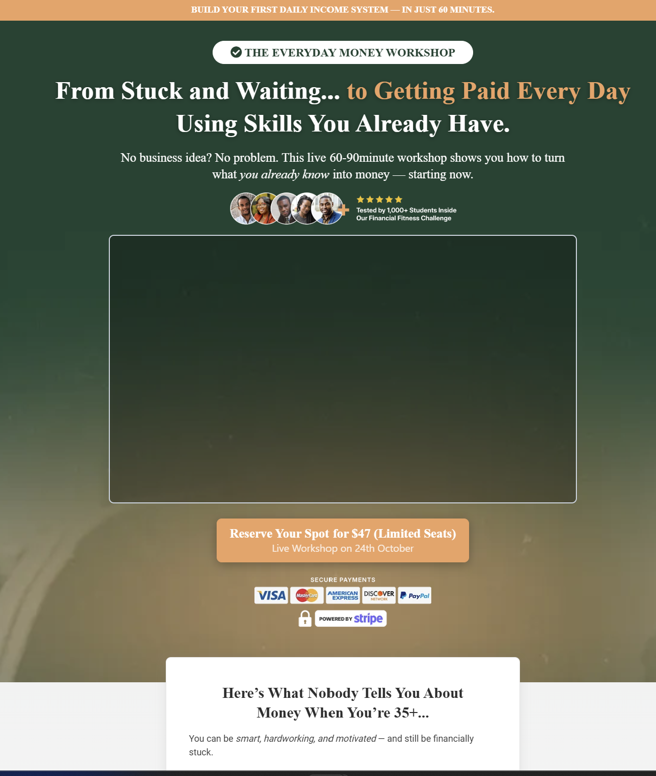 Everyday Money Workshop sales page